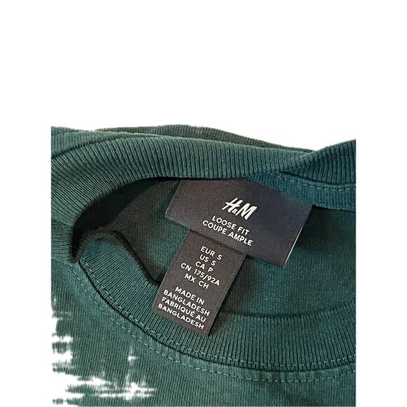 H&M Heavy Thick Loose Fit Green T-Shirt Mens S - Picture 3 of 3